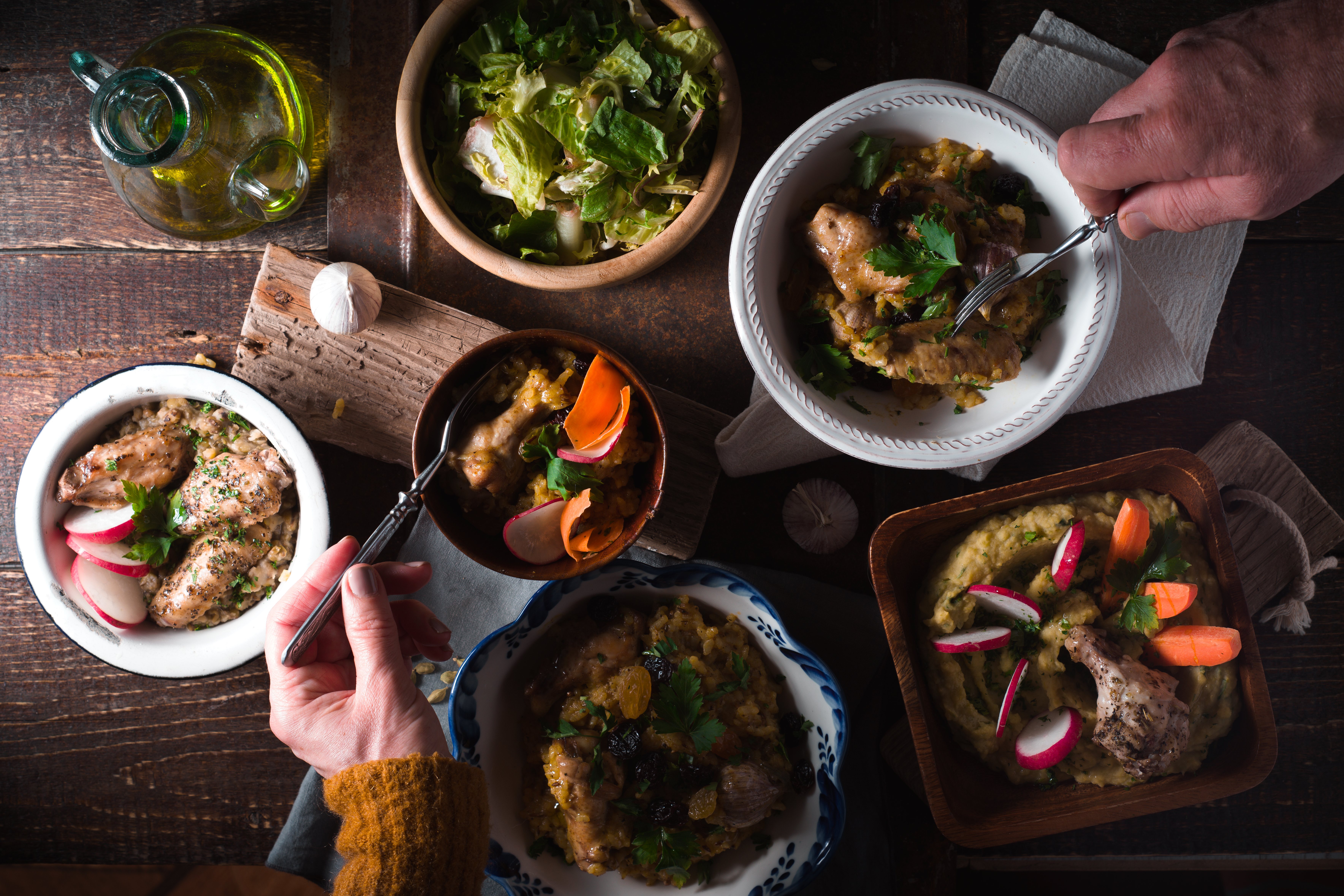 Festive Table With Salad And Pilaf Top View 2024 09 30 02 54 07 Utc